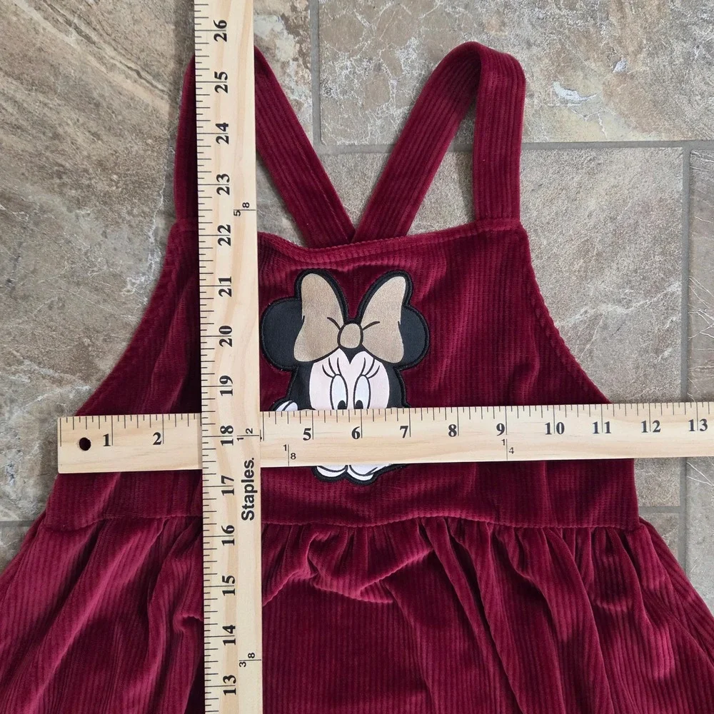 Disney Minnie Mouse Corduroy Jumper Dress - Burgundy Girl's Size 6X‎
